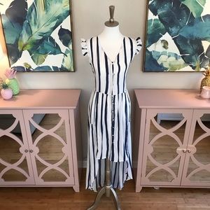 NWT High Low Blue Striped Midi Dress | Small